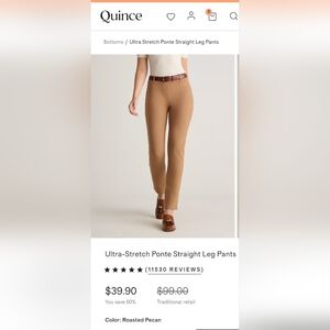 Quince Ultra-Stretch Ponte Straight Leg Pants - Roasted Pecan